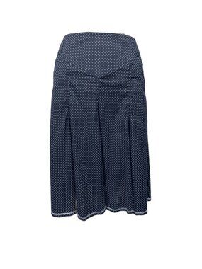RIANI Polka Dot Preppy Classic A-Line Pleated Stretch Navy White Skirt Size 8